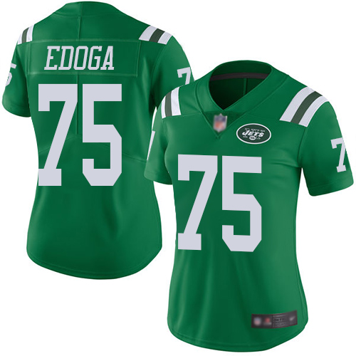 New York Jets Limited Green Women Chuma Edoga Jersey NFL Football #75 Rush Vapor Untouchable